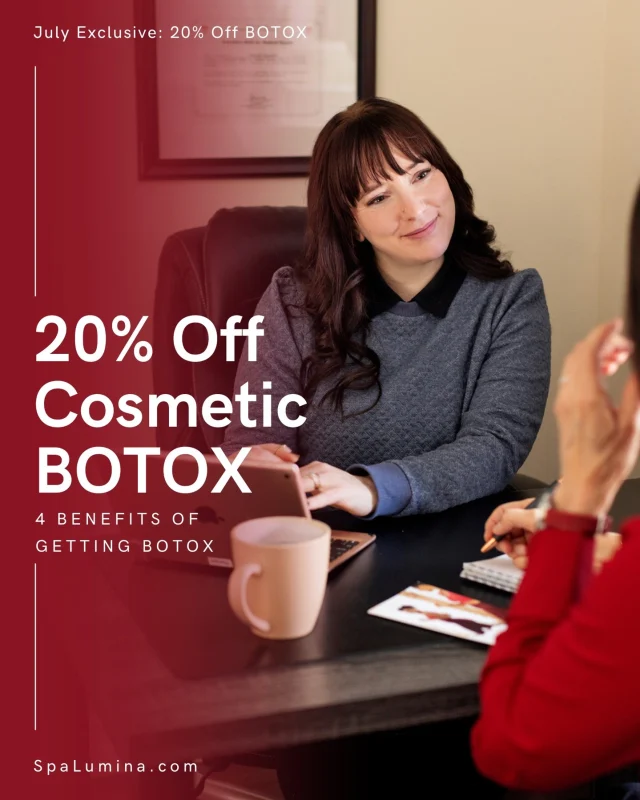 20% Off Cosmetic Botox All July 💉

Botox isn’t just about appearance, it’s a preventative, science-backed way to care for your skin with intention.

Cosmetic Botox can:
✨ Soften fine lines
✨ Help prevent deeper wrinkles
✨ Relieve tension from TMJ and jaw clenching

Please note: This promotion applies to cosmetic BOTOX treatments only.

Book an appointment today:
📞 (705) 721-7775
🌐 SpaLumina.ca

#SpaLumina #BotoxBarrie