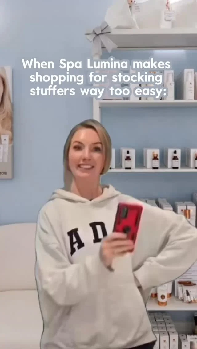 We wanted to make shopping for stocking stuffers easy❤️

Skincare minis, skincare sets, a hint of makeup, and gift cards that work for everyone ❤️🎁✨

#SpaLumina
