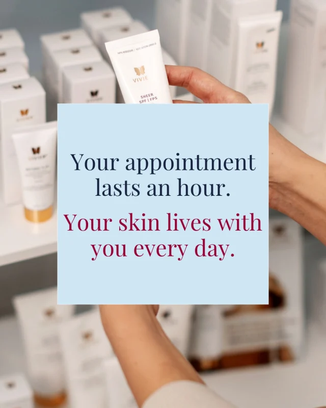Professional treatments are one piece of the journey, but what happens between appointments matters too.

Your skin is with you every day. Supporting it through consistent home care can help maintain hydration, reinforce treatment results, and support long-term skin health.

Because healthy skin isn’t built from one appointment alone. It’s built through consistency, intention, and understanding what your skin needs.

✨ Your routine matters